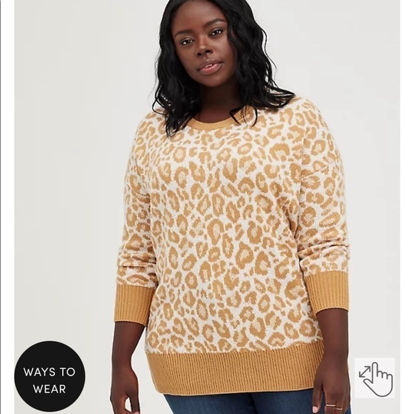 TORRID leopard print popcorn drop shoulder sweater! - Picture 1 of 7